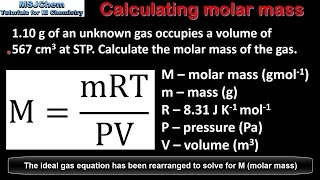 1.3 Calculating molar mass of a gas using PV=nRT