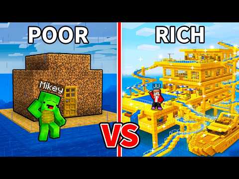 JJ and Mikey: POOR vs RICH SEA HOUSE BATTLE in Minecraft - Maizen