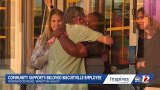 Beloved Biscuitville drive-thru worker battling cancer showered with community surprise