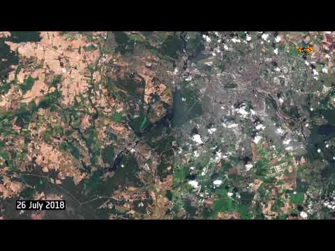 Dramatiska satellitbilderna visar värmeböljan effekter