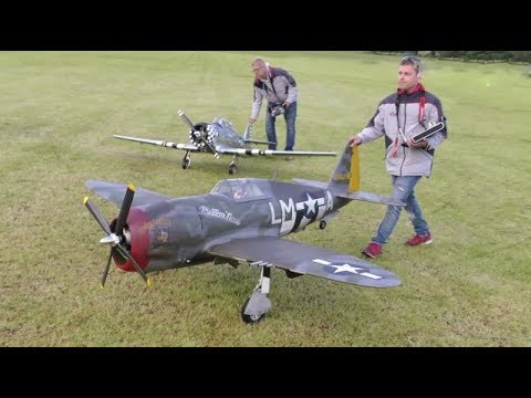 MOKI 250cc 1/4 SCALE CARF TEXAN + CARF P-47 HOWLING ACROSS WESTON PARK RC AIRSHOW - 2019