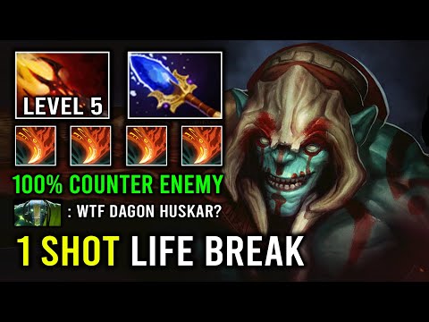 WTF Life Break Dagon 1 Shot Ulti Solo Mid Huskar 100% Counter Everyone Dota 2