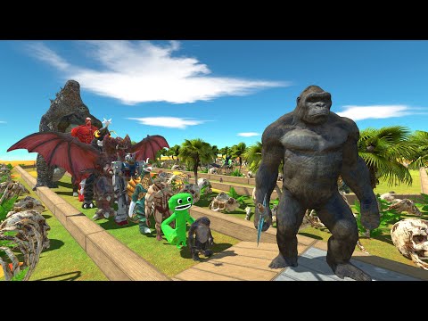 King Kong vs Godzilla LAVA SKULL ISLAND DEATH RUN - Animal Revolt Battle Simulator