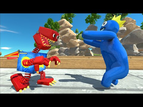 BOXY BOO VS RAINBOW FRIENDS BLUE DEATH RUN - Animal Revolt Battle Simulator