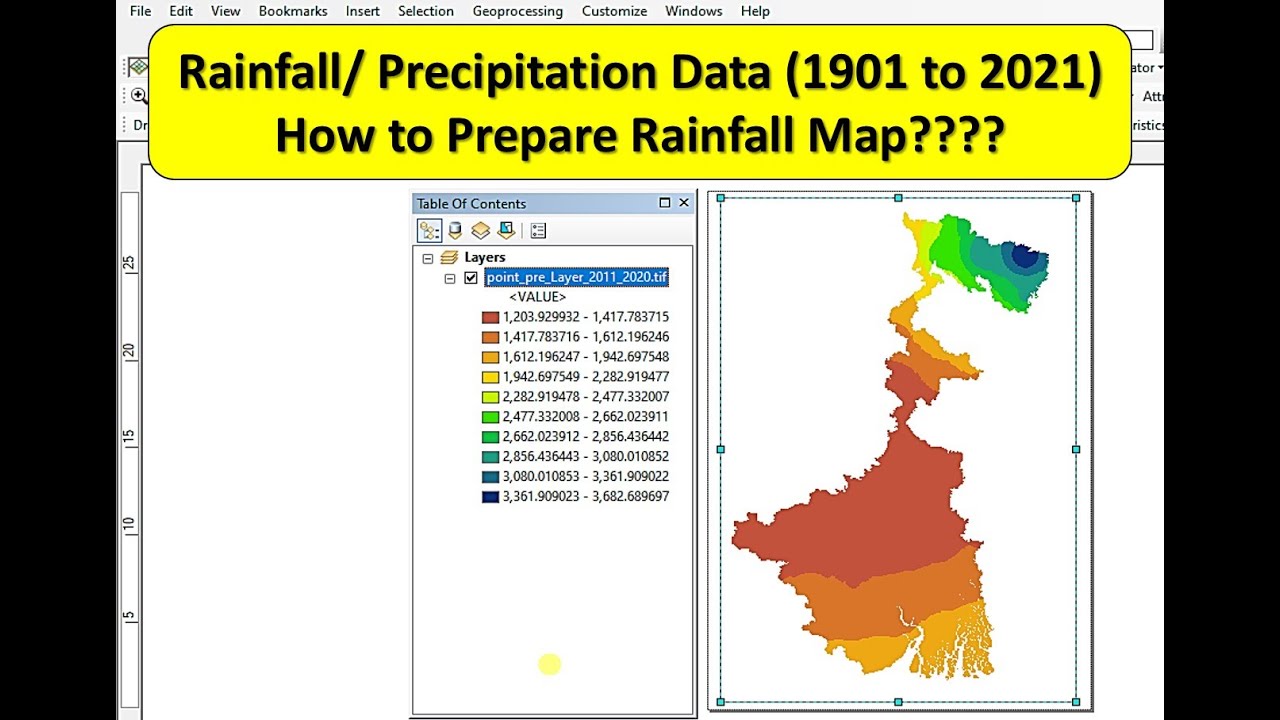 Rainfall Map in ArcGIS || Annual Average Rainfall Map in ArcGIS ||How to Download Precipitation Data