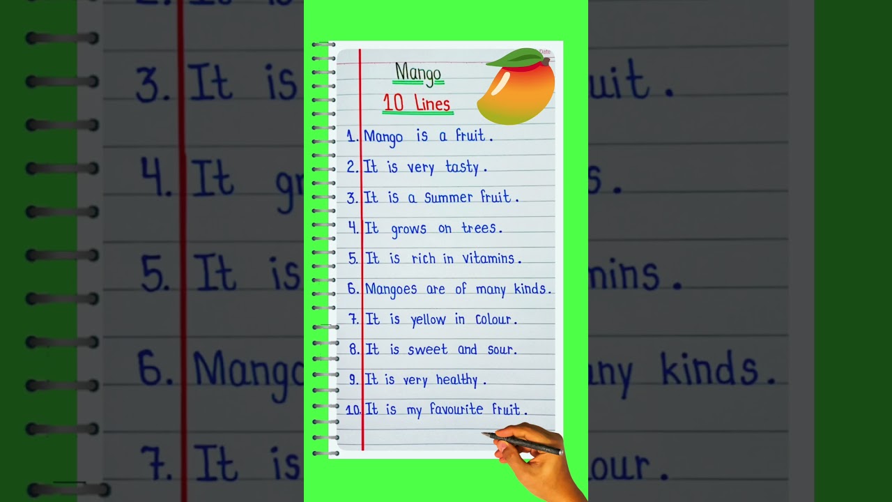 10 lines On Mango In English/Essay On Mango Fruit in English writing/My favourite fruit essay l