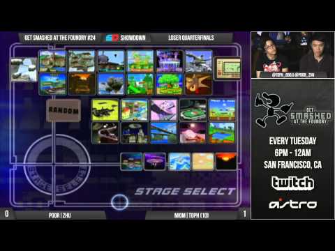 Get Smashed at the Foundry #24 - Loser Quarters: POOR|Zhu (Falco) vs MIOM|Toph (Fox)