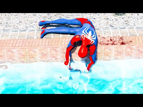 GTA 5 Spiderman Jumping off Highest Buildings (Euphoria Physics/Ragdolls) #33