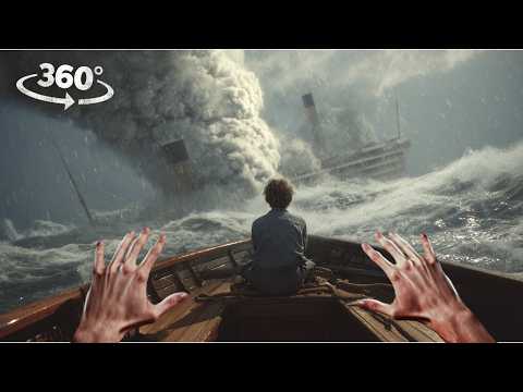 VR 360 Titanic destroyed by tornado in parallel universe Virtual Reality interactive video