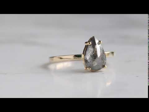 Rose Cut Salt + Pepper Diamond Engagement Ring