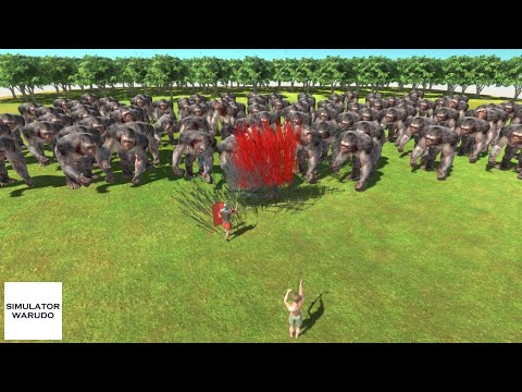 2 Gods vs 100 Apes Mutant Primates Animal Revolt Battle Simulator