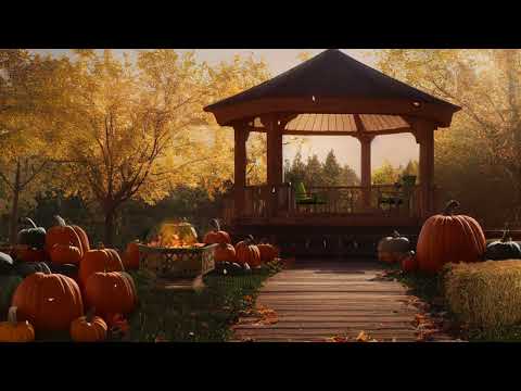 Cozy Pumpkin Patch Ambience | Autumn sounds, Relaxing music Crackling fire, Birds singing