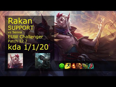 Rakan Support vs Senna - EUW Challenger 1/1/20 Patch 12.7 Gameplay