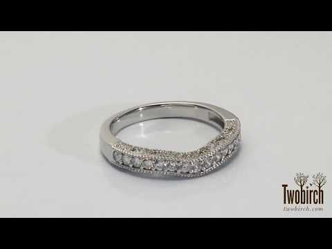 0.5ct. Vintage Filigree & Milgrained Curved Wedding Band - TwoBirch TB-CR-0054-WG-H