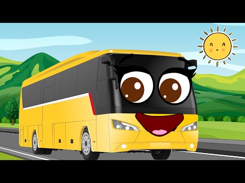 The Wheels on the Bus. Doodle bus is singing a nursery rhyme. Sing-along.