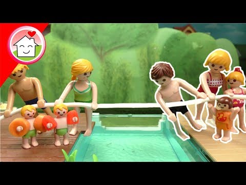 Playmobil Film Familie Hauser - Pool Party - Welche Familie gewinnt? - Spielzeug Video für Kinder