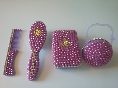 DIY : PENTE ESCOVA COM PEROLAS LILAS UM LUXO SÓ