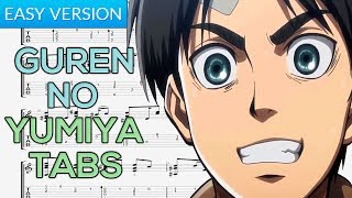 Attack on Titan - Guren no Yumiya (Opening) Guitar Tutorial | Guitar Lesson + TABS (Easy Version)