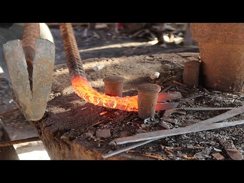 forging Crowbar From Rusted Rebar By Woman Blacksmith.