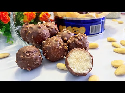 Only 4 Ingredients | Chocolate Coconut Balls Recipe 🥥