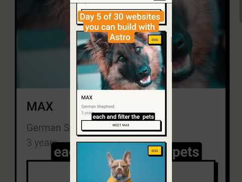 Image for the video entitled Day 5 of 30 websites you can build with Astro #astrojs #webdev #pets #petadoption