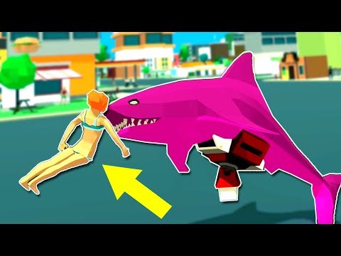 MACHINE GUN WIELDING SHARK ATTACKS CITY! POLICE ARE BAFFLED! - Shark Simulator Early Access Gameplay