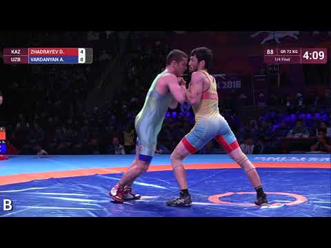 1/4 GR - 72 kg: D. ZHADRAYEV (KAZ) v. A. VARDANYAN (UZB)