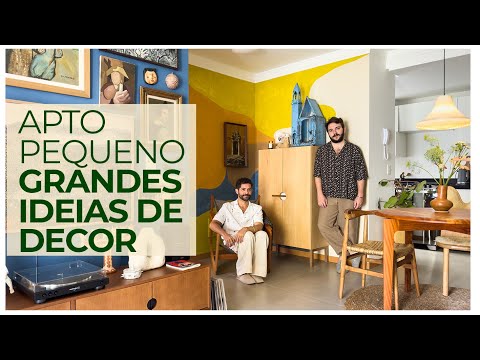 BOAS IDEIAS DE DECOR PARA APARTAMENTO PEQUENO DE 48M2 USANDO CORES, ARTESANATOS, DESIGN, AFETIVIDADE