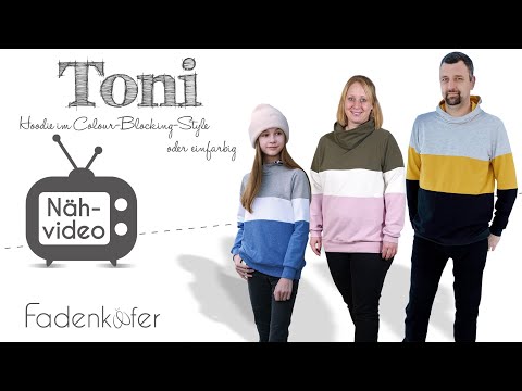 Color-blocking hoodie Toni for women, men and children.
