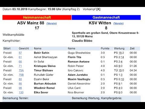 2. Halbzeit ASV Mainz 88 - KSV Witten 03.10.2019