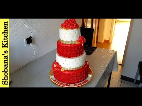 Red & White Wedding Cake Ideas - Fondant Cake Decorating for Beginners - Fondant Roses