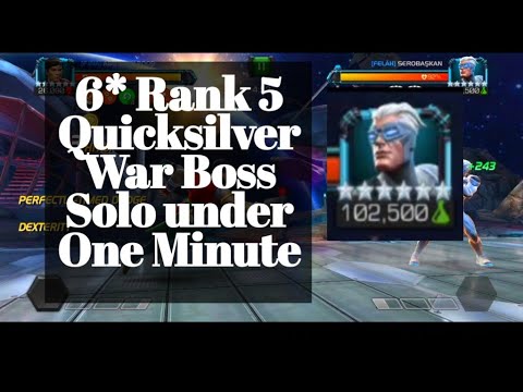 6 star Rank 5 Quicksilver Boss Solo in Alliance War under One Minute, please subscribe