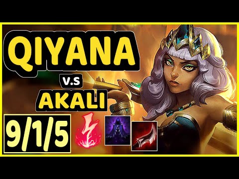 GRACE (QIYANA) vs AKALI - 9/1/5 KDA MID CHALLENGER GAMEPLAY - KR