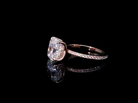 14k Gold VVS1 Cushion Cut 3.0ct Moissanite halo Engagement Ring by Black Diamonds New York