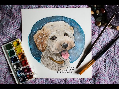 Ich male Pöddl, den Hund von  @Simon Krätschmer  l Aquarell Portrait Time Lapse Video