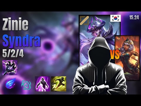 Zinie Mid Syndra vs Qiyana lol KR solo rank Full Game 15.24 | Zinie 신드라 vs 키아나