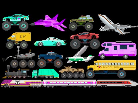 Vehicles Collection 3 | 50+ Pixel Art Compilation of Planes, Trains, Trucks & More!