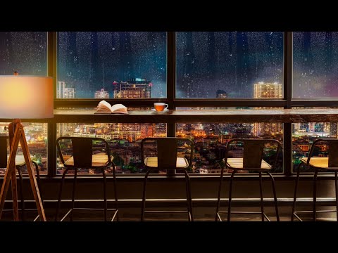 New York's night of thunderstorms and rain - rain on window in a cozy coffee shop | rain sounds