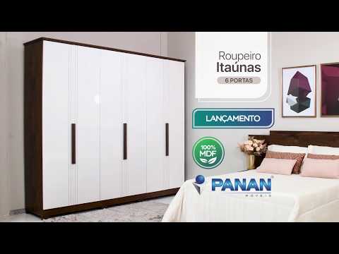 Video thumbnail of Guarda Roupa Casal com Pés 6 Portas 100 MDF Itaunas Panan