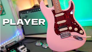 Video thumbnail for this Fender Player Strat HSS in Shell Pink has that classic look! by Landon Bailey