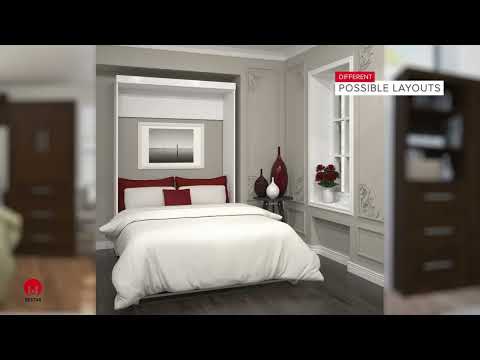 Amazon com  Bestar, Versatile Collection, Queen Murphy Bed, Two Storage Units and a Sofa 115”   Home