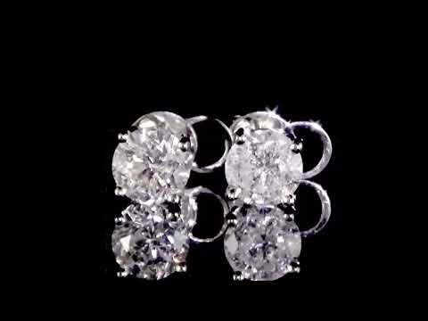 18K WHITE GOLD 3.03CT TDW DIAMOND STUD EARRINGS, CGL CERTIFIED Ref. 330-1252