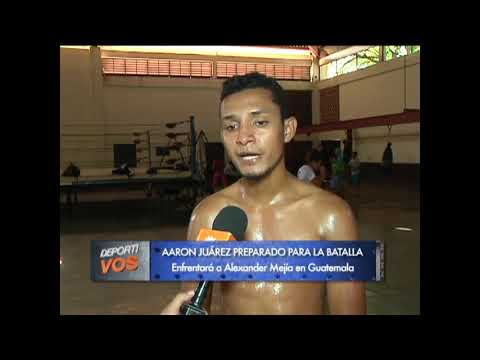 AAron juárez preperandose para enfrentar a Popeye Mejía