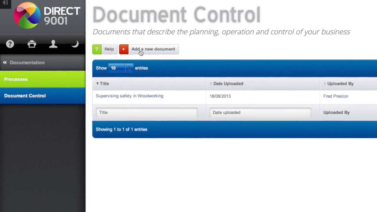 Document Control - Quality Management System - Direct 9001 help