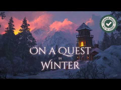 On a Quest in Winter | winter fantasy landscape, going on adventure in snow storm