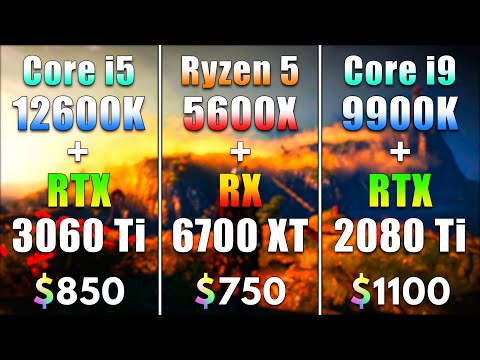 i5 12600K + RTX 3060 Ti vs R5 5600X + RX 6700 XT vs i9 9900K + 2080 Ti | PC Gaming Tested