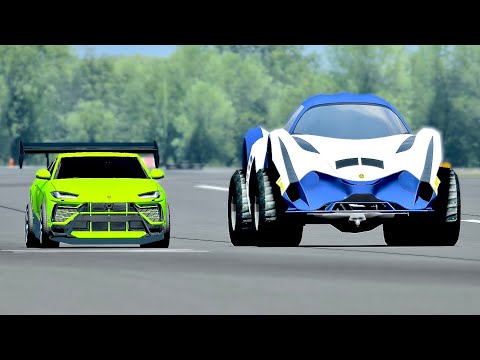 Lamborghini Urus GTR vs Devel Sixteen Monster Truck at Top Gear Track