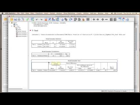 SPSS: Matched Pairs t test