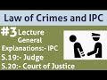 Indian Penal Code: IPC Lecture 3|General Explanation| S.6, S.19, S.20|