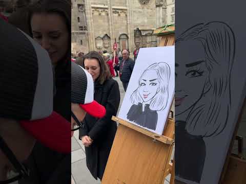 I drew a girl in downtown Vienna who did not expect what I was going to give her.